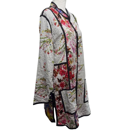 J. Peterman Lady Maharaja's Jacket Size M Kimono Style Floral Mandarin Collar - Picture 6 of 11
